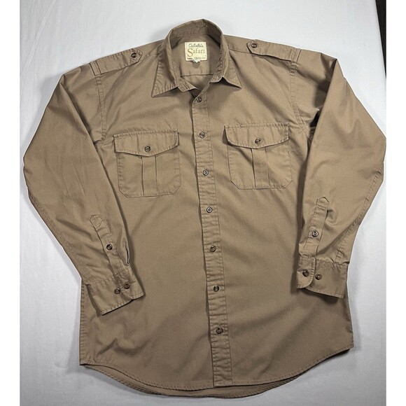 Cabela's Safari Series Shirt M Tall Long Sleeve Utility Vented Tan - Picture 2 of 12